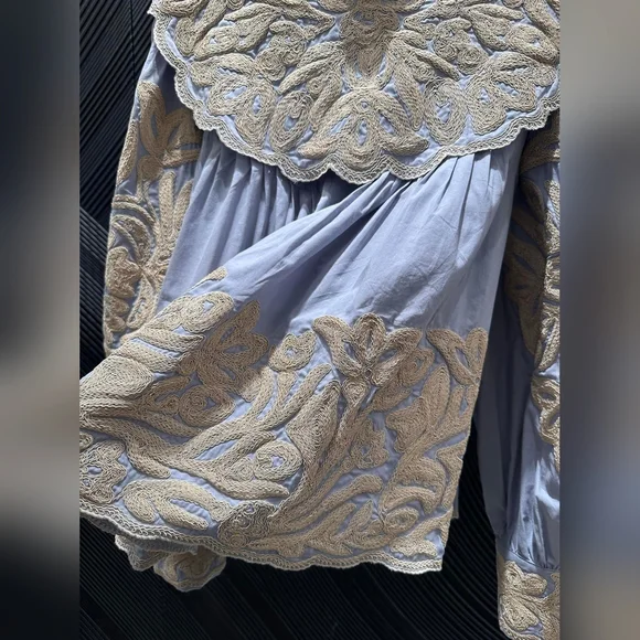 SEA Alexandra pleated embroidered cotton-voile blouse - Picture 6 of 9